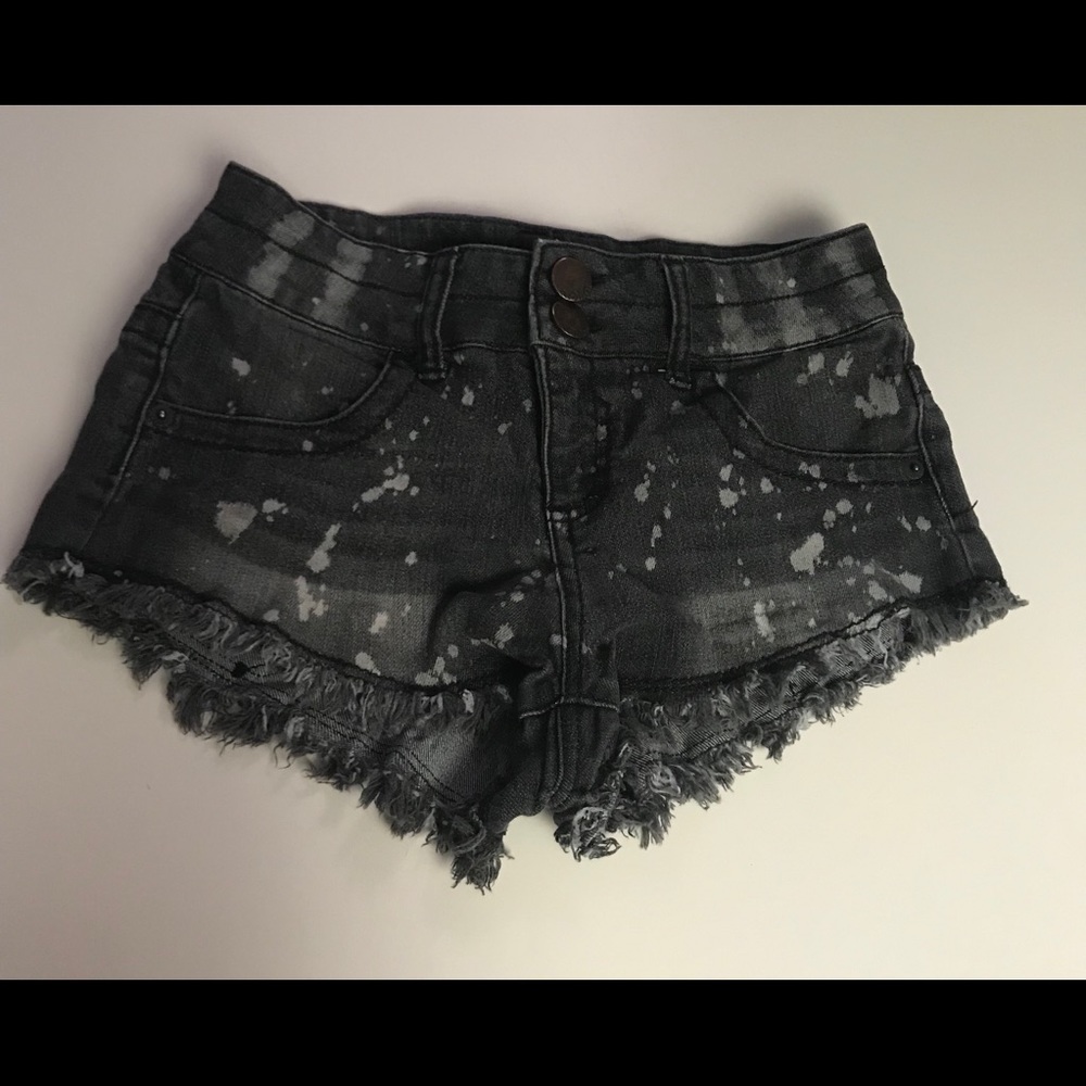Black acid-spotted Jean shorts